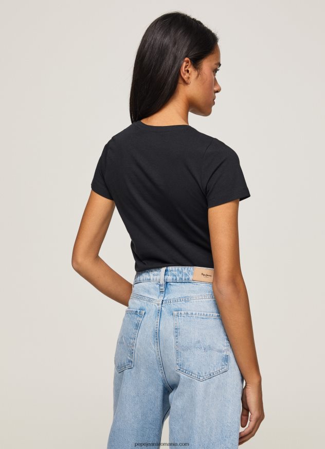 tricou cu logo de bază femei Pepe Jeans negru 6Z0R46400