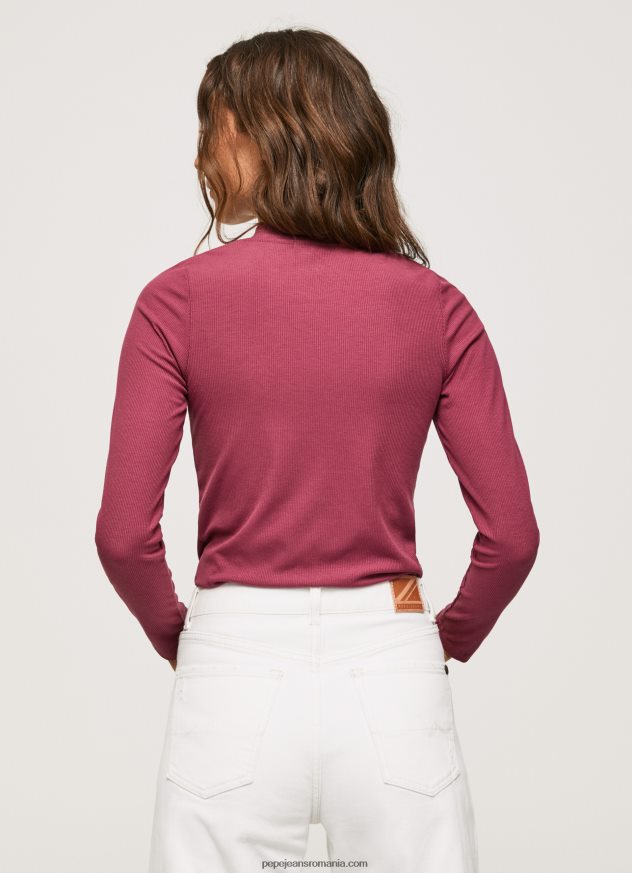 tricou cu mânecă lungă cu nervuri femei Pepe Jeans fard de obraz închis 6Z0R46393