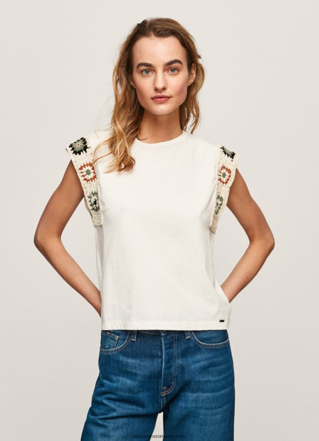 tricou cu mâneci croșetate femei Pepe Jeans mousse 6Z0R46464