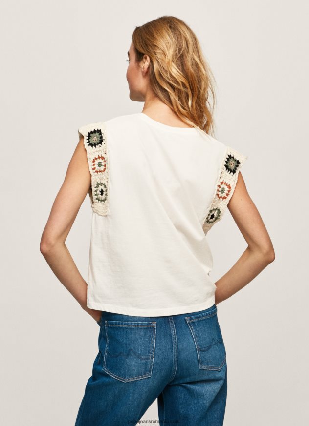 tricou cu mâneci croșetate femei Pepe Jeans mousse 6Z0R46464