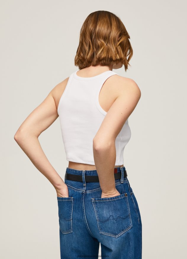 tricou cu mâneci cu mâneci striate femei Pepe Jeans alb 6Z0R46423