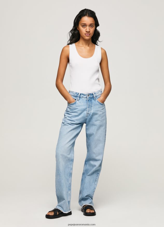 tricou cu mâneci cu mâneci striate femei Pepe Jeans alb 6Z0R46457