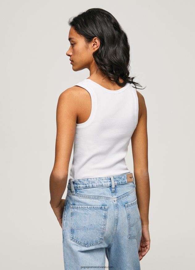 tricou cu mâneci cu mâneci striate femei Pepe Jeans alb 6Z0R46457