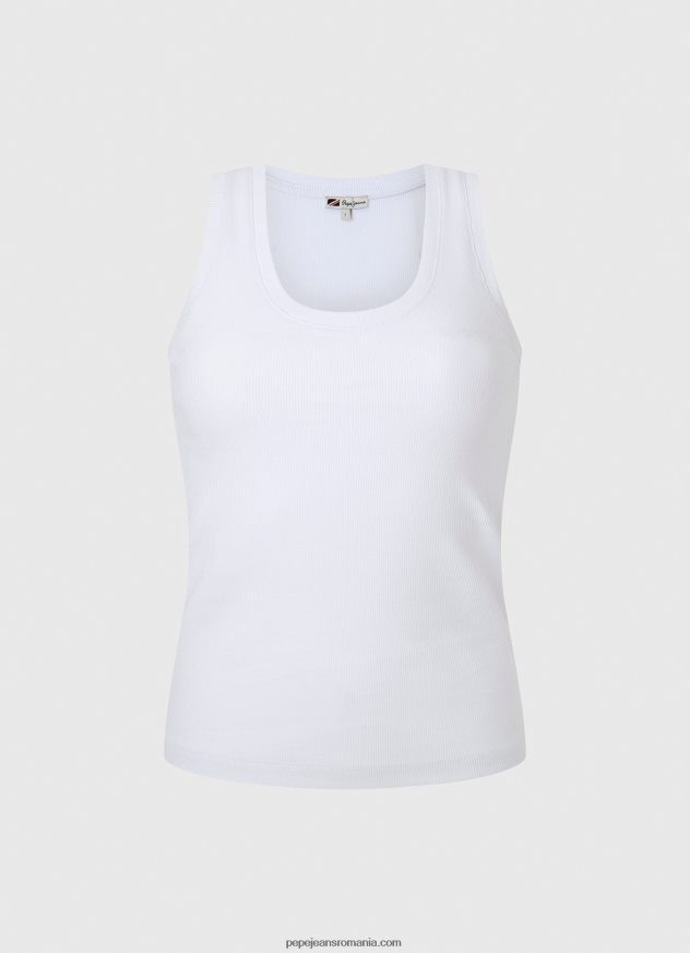 tricou cu mâneci cu mâneci striate femei Pepe Jeans alb 6Z0R46457