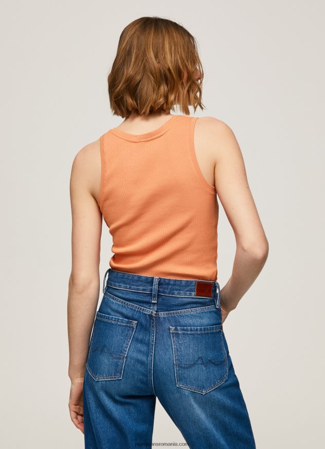 tricou cu mâneci cu mâneci striate femei Pepe Jeans piersică 6Z0R46398