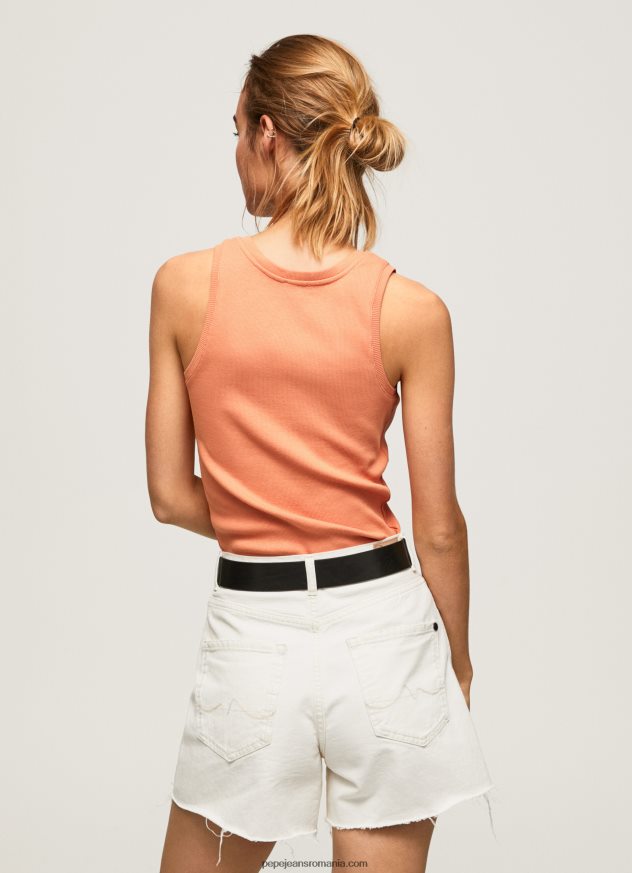 tricou cu mâneci cu mâneci striate femei Pepe Jeans piersică 6Z0R46398