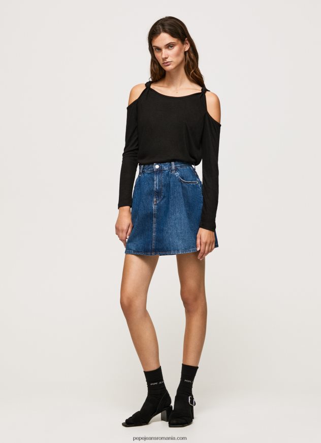 tricou cu maneca lunga cu bretele femei Pepe Jeans negru 6Z0R46399