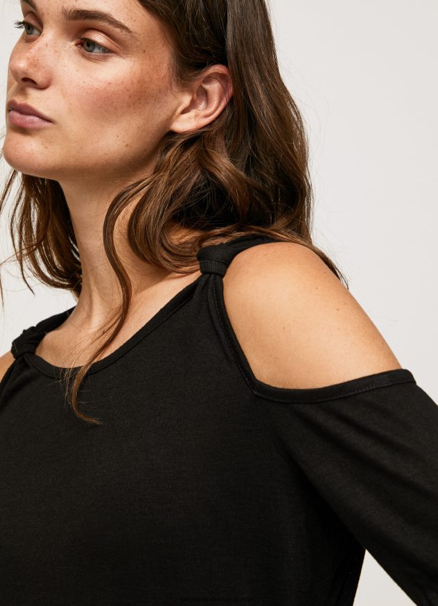 tricou cu maneca lunga cu bretele femei Pepe Jeans negru 6Z0R46399