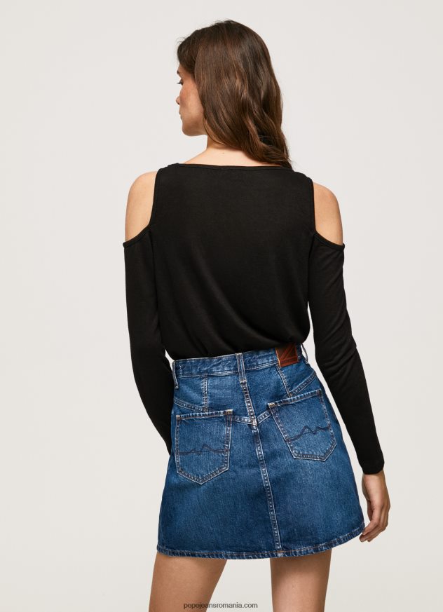 tricou cu maneca lunga cu bretele femei Pepe Jeans negru 6Z0R46399