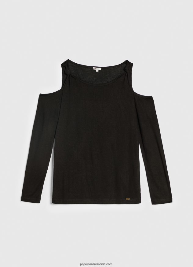 tricou cu maneca lunga cu bretele femei Pepe Jeans negru 6Z0R46399