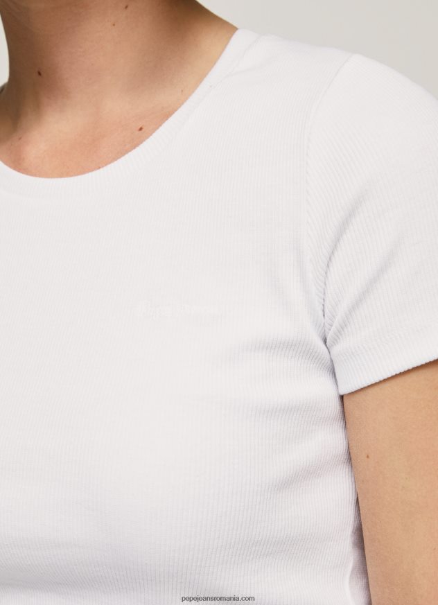 tricou din bumbac cu logo femei Pepe Jeans alb 6Z0R46404