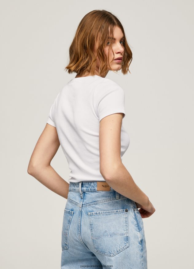 tricou din bumbac cu logo femei Pepe Jeans alb 6Z0R46404