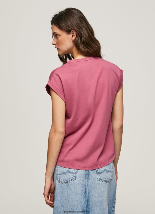 tricou din bumbac cu logo floral femei Pepe Jeans fard de obraz închis 6Z0R46431