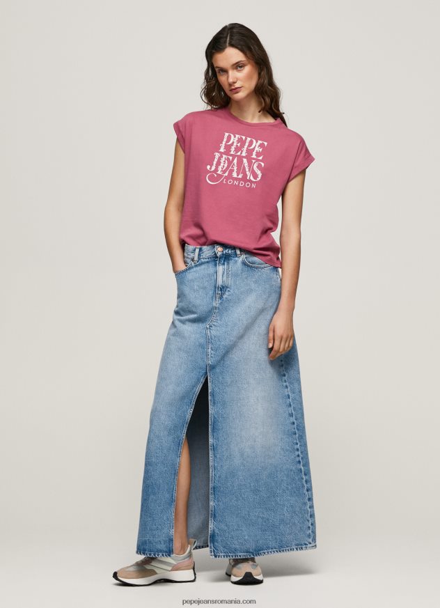 tricou din bumbac cu logo floral femei Pepe Jeans fard de obraz închis 6Z0R46431