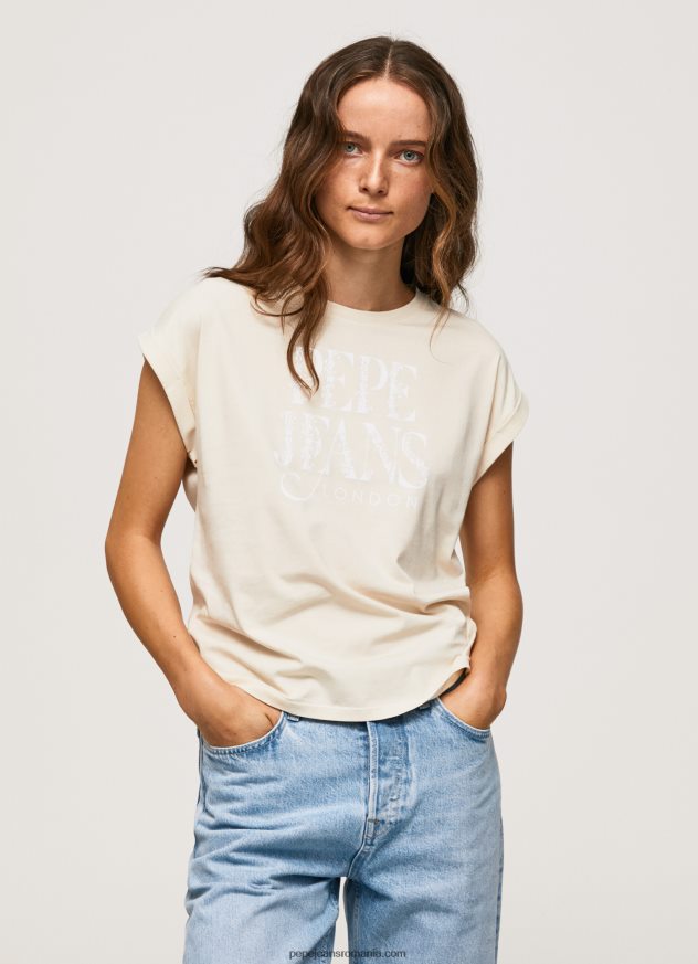 tricou din bumbac cu logo floral femei Pepe Jeans piele de bivol 6Z0R46402