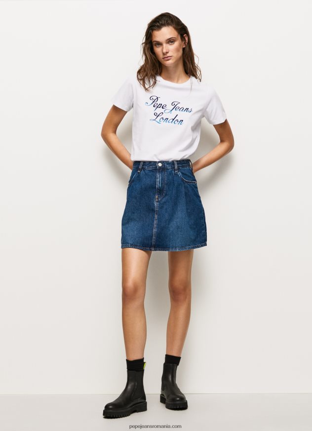 tricou din bumbac cu logo imprimat femei Pepe Jeans alb 6Z0R46411