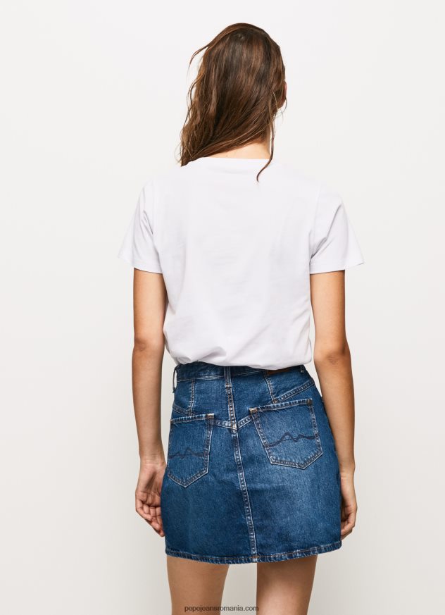 tricou din bumbac cu logo imprimat femei Pepe Jeans alb 6Z0R46411