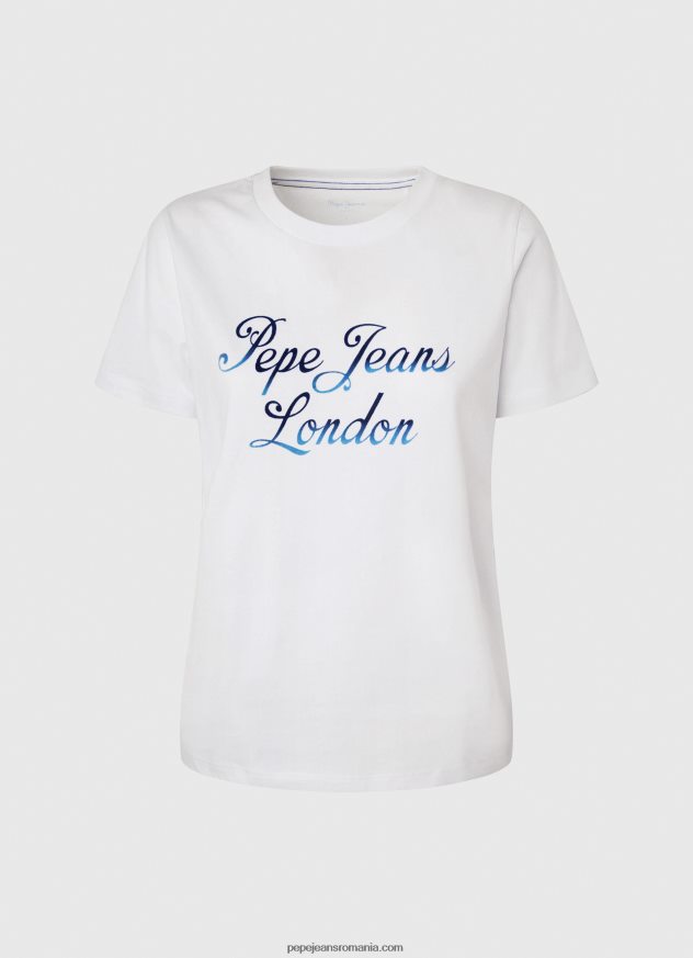 tricou din bumbac cu logo imprimat femei Pepe Jeans alb 6Z0R46411