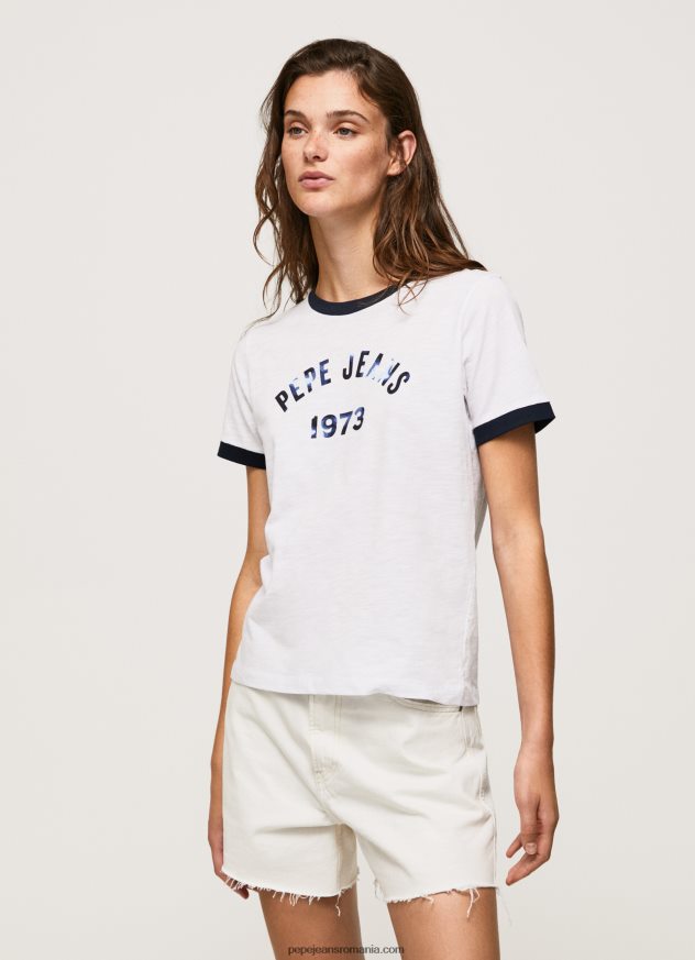 tricou din bumbac cu logo imprimat femei Pepe Jeans alb 6Z0R46424