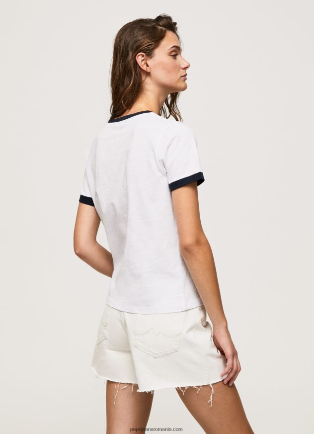 tricou din bumbac cu logo imprimat femei Pepe Jeans alb 6Z0R46424