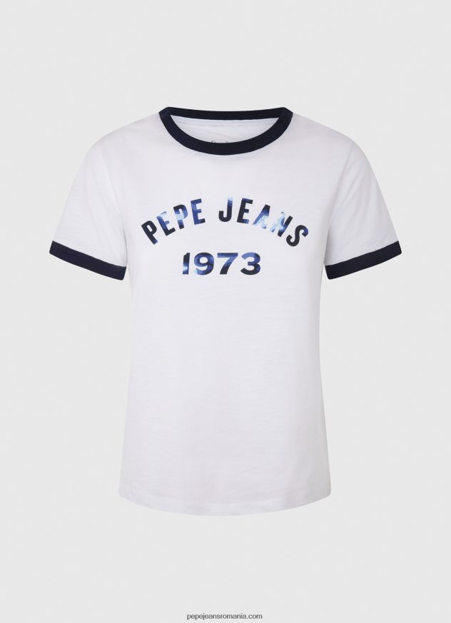 tricou din bumbac cu logo imprimat femei Pepe Jeans alb 6Z0R46424