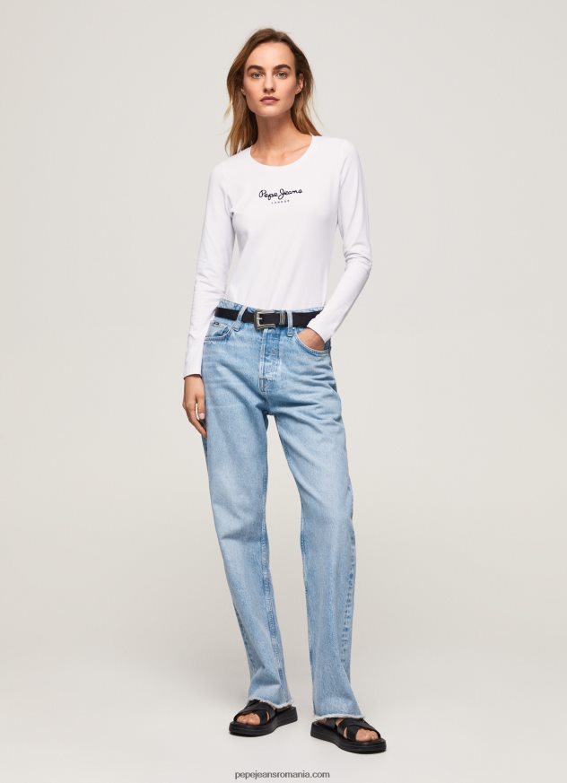tricou din bumbac cu maneca lunga femei Pepe Jeans alb 6Z0R46469