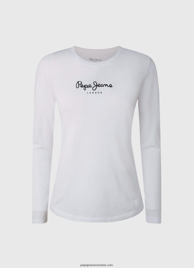 tricou din bumbac cu maneca lunga femei Pepe Jeans alb 6Z0R46469