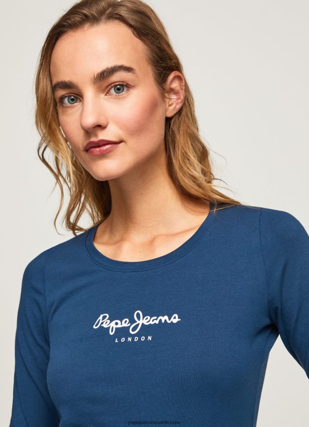 tricou din bumbac cu maneca lunga femei Pepe Jeans marina 6Z0R46472
