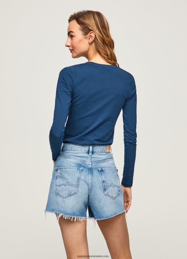 tricou din bumbac cu maneca lunga femei Pepe Jeans marina 6Z0R46472