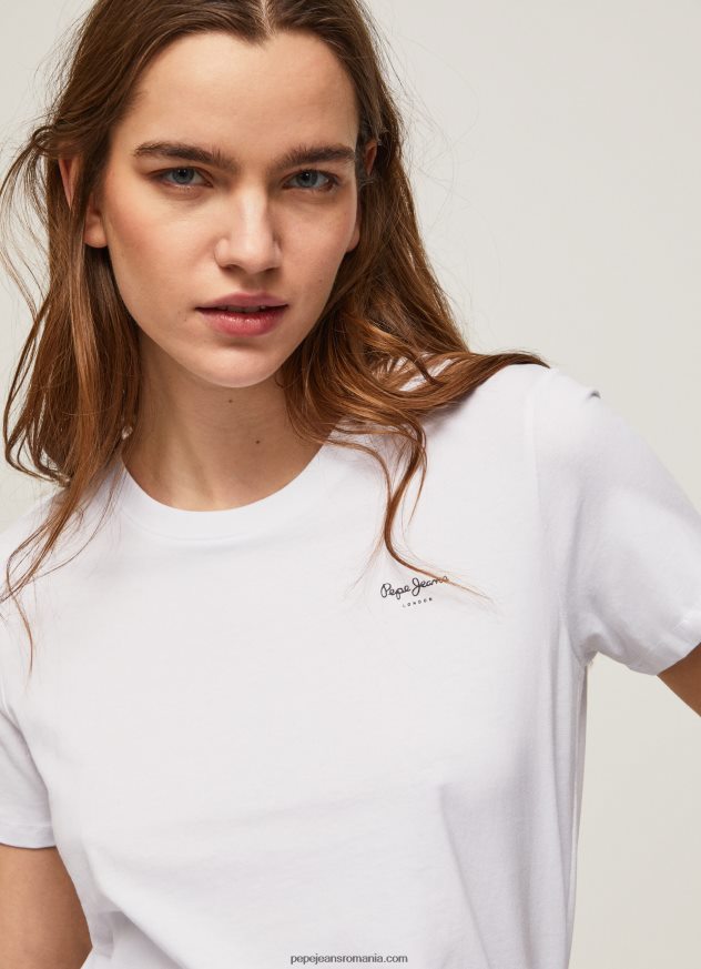 tricou din bumbac cu maneca scurta femei Pepe Jeans alb 6Z0R46420