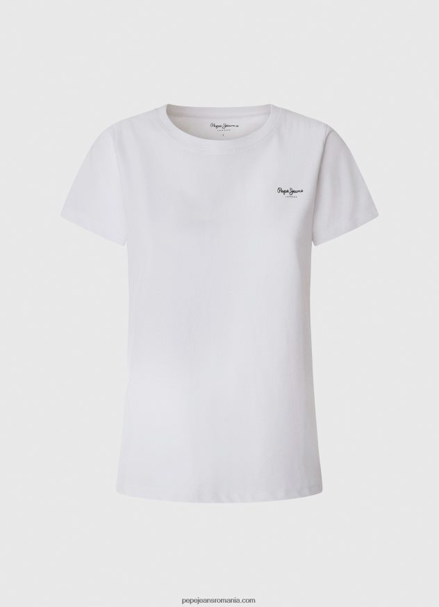 tricou din bumbac cu maneca scurta femei Pepe Jeans alb 6Z0R46420