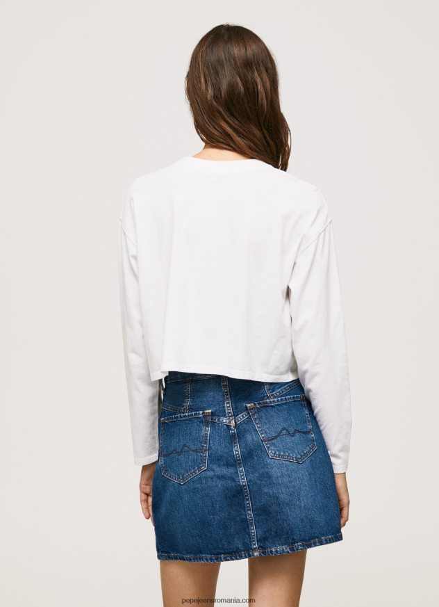 tricou imprimat cu maneca lunga femei Pepe Jeans alb 6Z0R46428