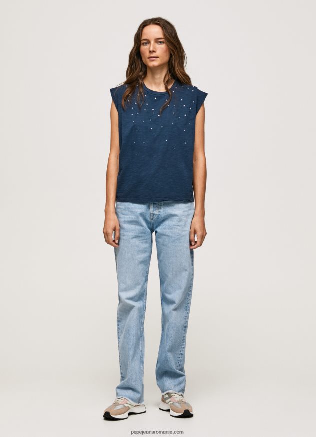 tricou marmorat cu maneci cu armuri femei Pepe Jeans dulwich 6Z0R46406