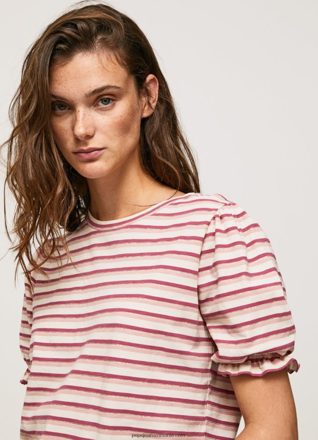 tricou în dungi cu mâneci volane femei Pepe Jeans fard de obraz închis 6Z0R46392