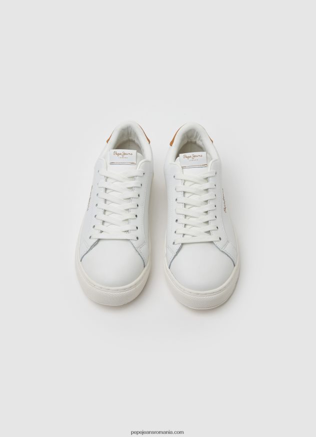 adidași de bază din piele femei Pepe Jeans alb 6Z0R46585