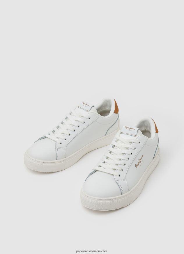 adidași de bază din piele femei Pepe Jeans alb 6Z0R46585