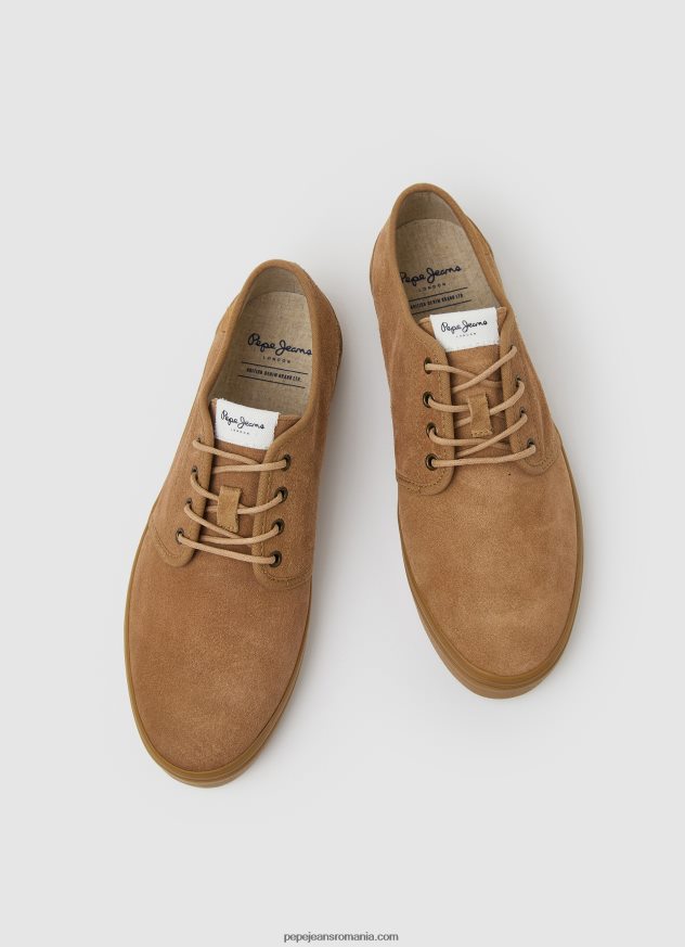 pantofi colin adidași din piele femei Pepe Jeans bronzat 6Z0R46640