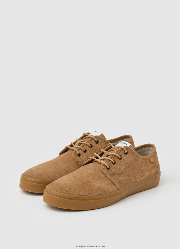 pantofi colin adidași din piele femei Pepe Jeans bronzat 6Z0R46640