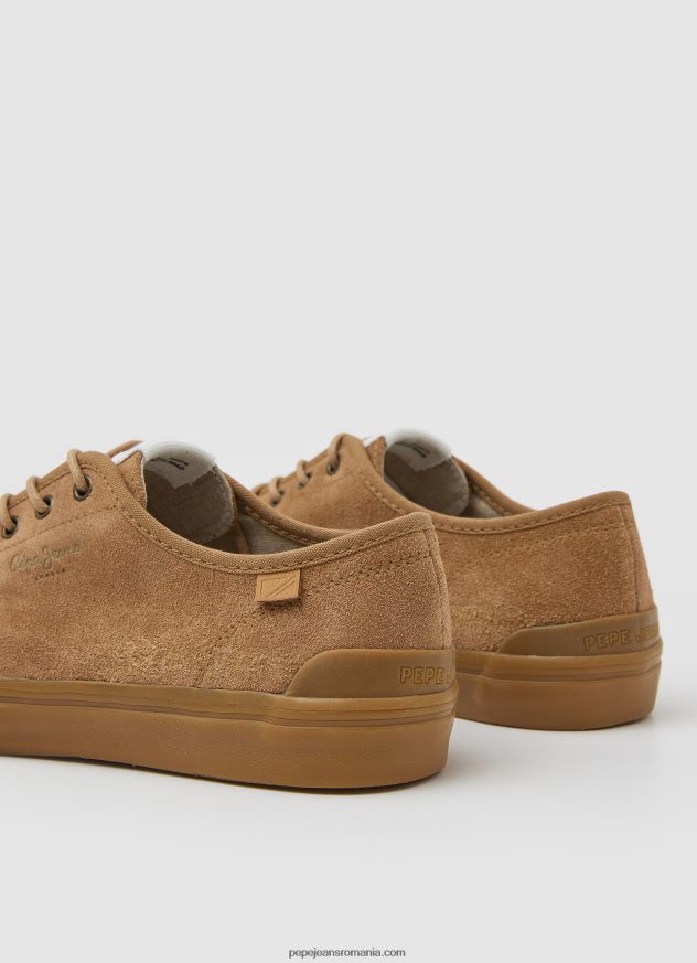 pantofi colin adidași din piele femei Pepe Jeans bronzat 6Z0R46640