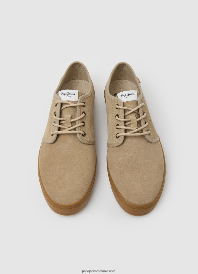 pantofi colin adidași din piele femei Pepe Jeans nisip 6Z0R46639