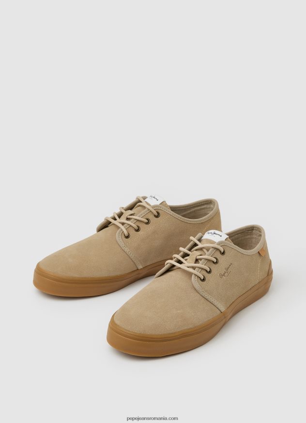 pantofi colin adidași din piele femei Pepe Jeans nisip 6Z0R46639