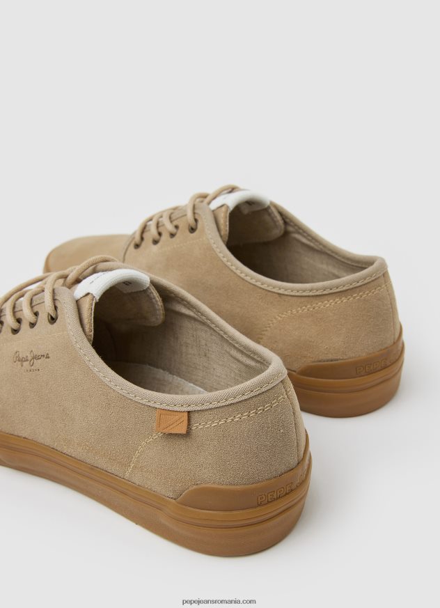 pantofi colin adidași din piele femei Pepe Jeans nisip 6Z0R46639