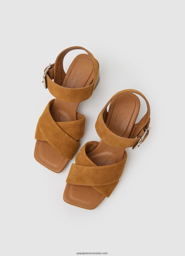 sandale altea basic din piele intoarsa femei Pepe Jeans coniac 6Z0R46649