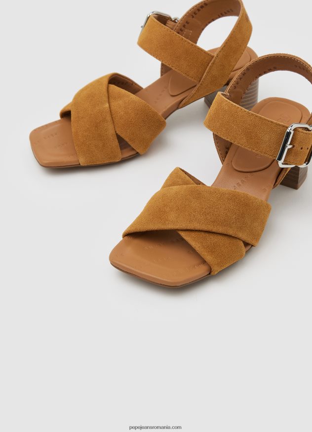 sandale altea basic din piele intoarsa femei Pepe Jeans coniac 6Z0R46649