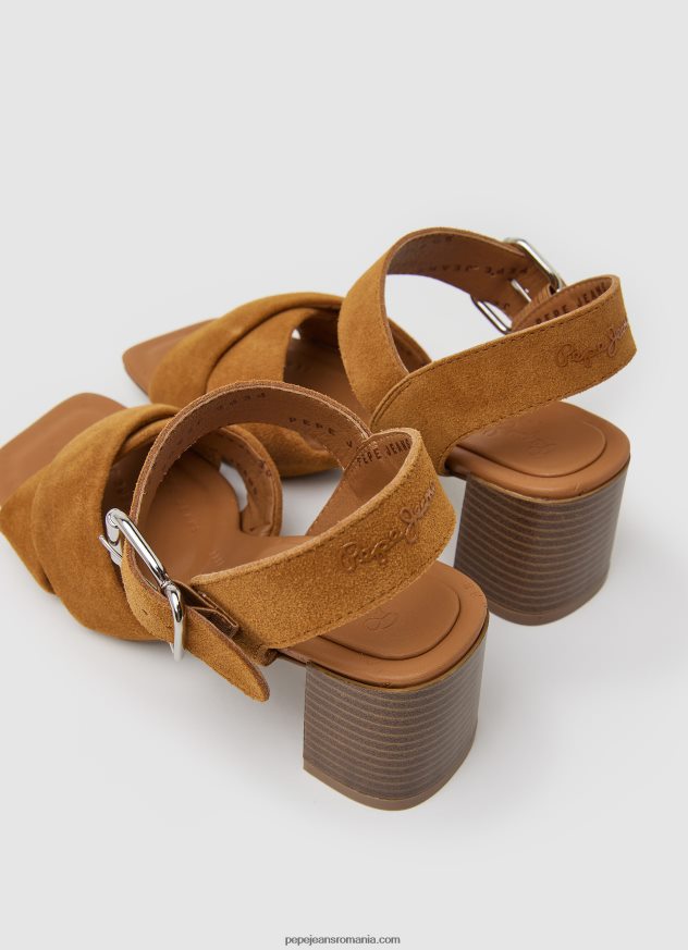 sandale altea basic din piele intoarsa femei Pepe Jeans coniac 6Z0R46649