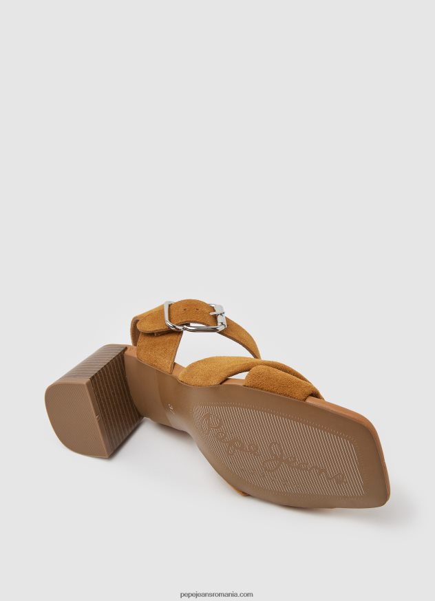 sandale altea basic din piele intoarsa femei Pepe Jeans coniac 6Z0R46649