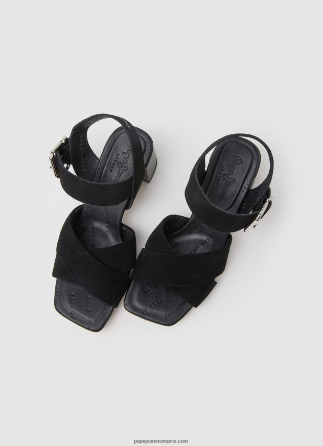 sandale altea basic din piele intoarsa femei Pepe Jeans negru 6Z0R46648