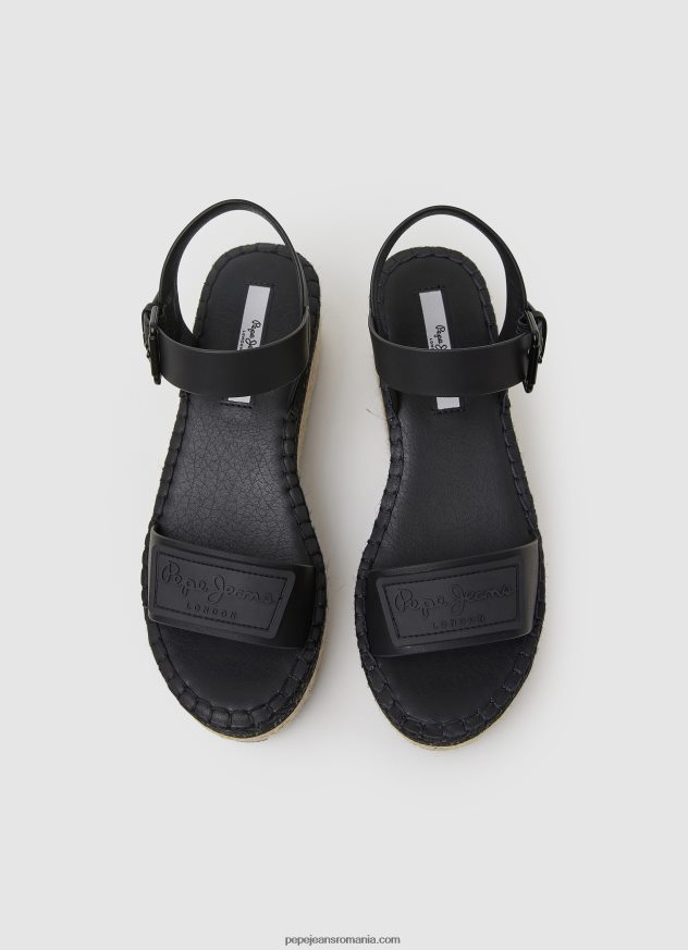 sandale cu pană marca witney femei Pepe Jeans negru 6Z0R46643