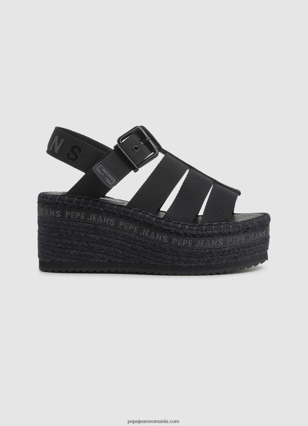 sandale cu pană witney sunny femei Pepe Jeans negru 6Z0R46647
