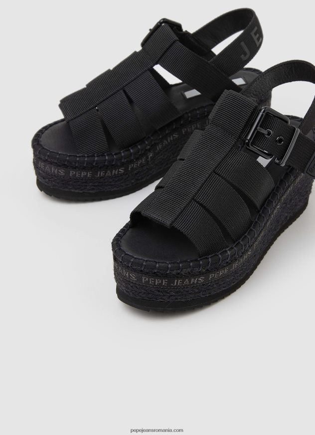 sandale cu pană witney sunny femei Pepe Jeans negru 6Z0R46647